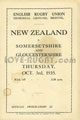 Gloucestershire & Somerset v New Zealand 1935 rugby  Programmes